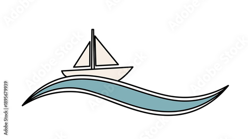 A serene sailboat glides smoothly across calm blue waters under a clear sky from a distant viewpoint