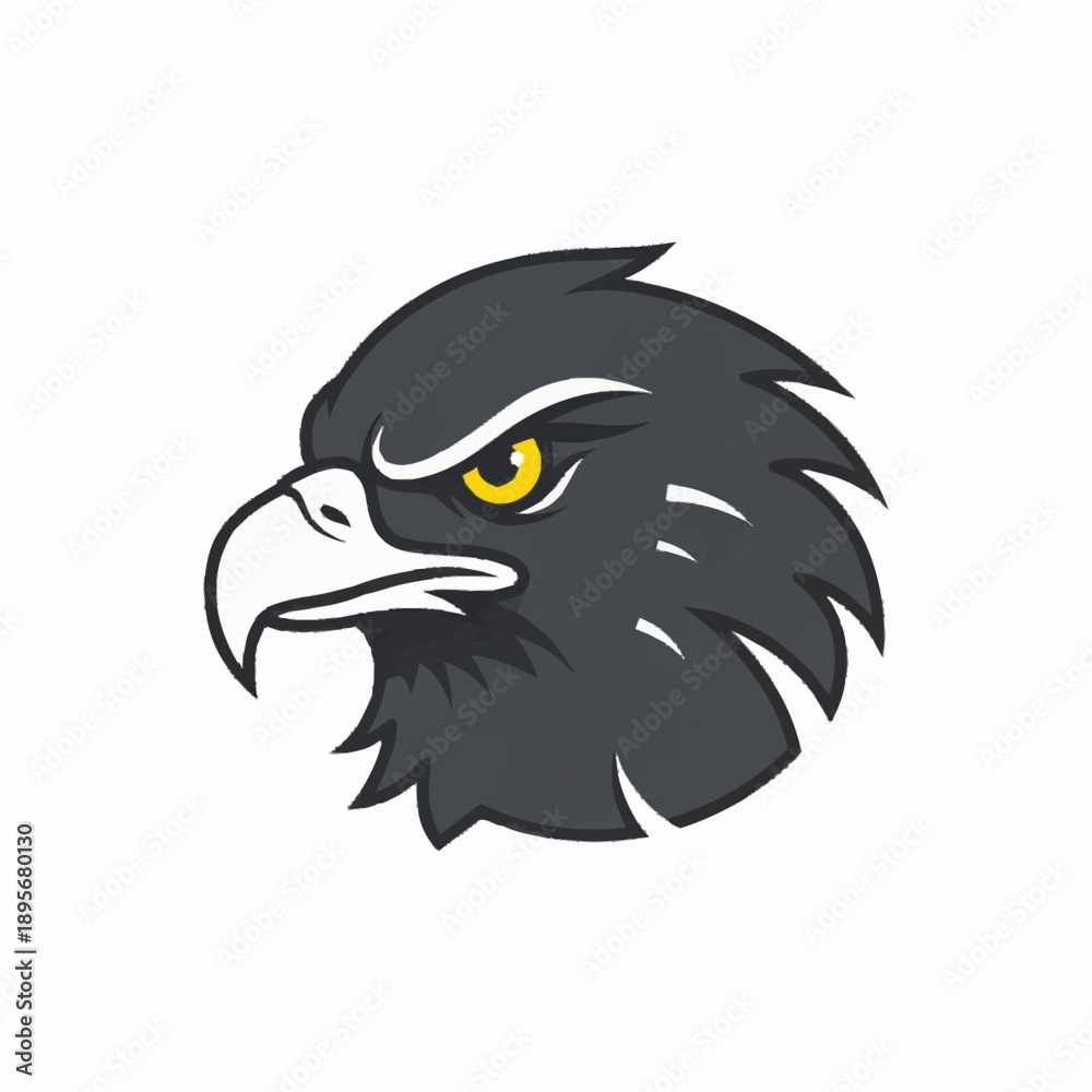 Fototapeta premium Fierce Eagle Head Emblem with Intense Yellow Eyes.