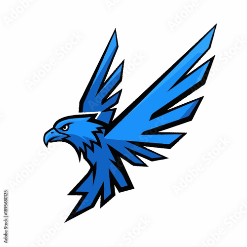 Dynamic Blue Falcon Emblem in Flight.