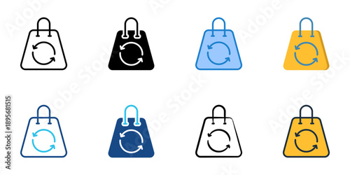 Ecommerce sync icons set multiple style collection. Editable stroke 
