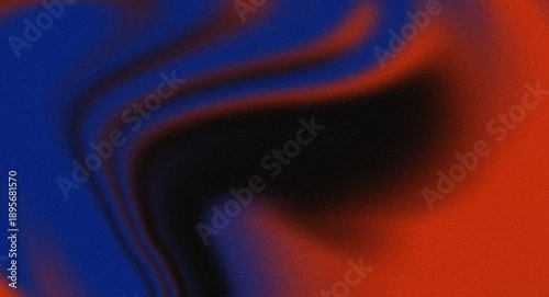 Fotografija Vibrant red and blue wave abstract background with heavy grainy texture and dark