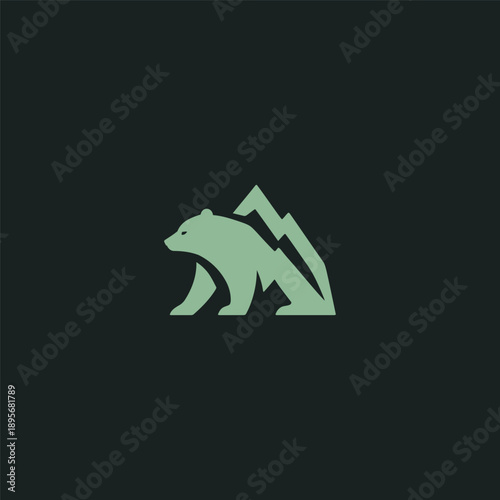 Bear mountain logo in strong and natural minimalist design.