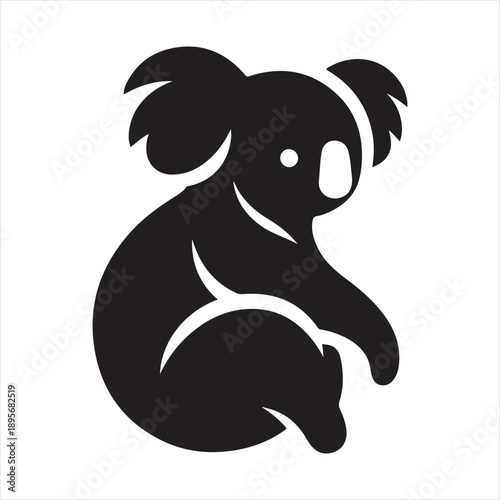  koala abstract silhouette line art logo design concept illustration