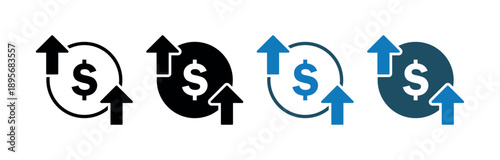 Profit Increase Symbol, Currency Circle and Upward Trend