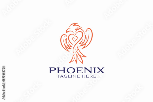 Phoenix Flying Bird Symbol Abstract Sign Symbol Creature Mythology Spiritual Concept Brand Identity