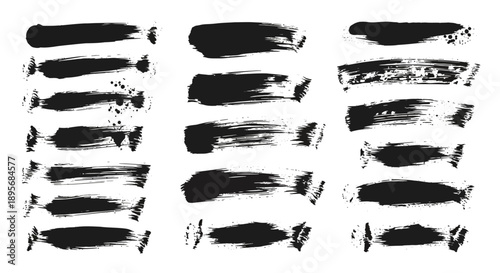 Wallpaper Mural Grunge Brush Strokes Set, Black Paint Torontodigital.ca