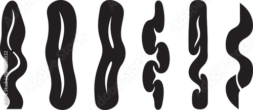 Abstract black wavy shapes on white background illustration design