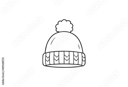 Hand drawn sketch of a winter beanie hat with a pom pom