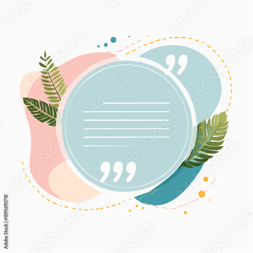 Modern social media post template with abstract background and leaves for promotion and clean layout design viewed from directly above