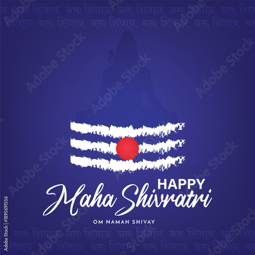 Maha Shivaratri Lord Shiva Tilak Namah Shivay Mantra Template Fasting Worship Puja Hindu Festival Vector