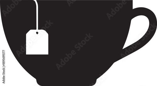 Minimalist Teacup Silhouette with Teabag Tag.eps