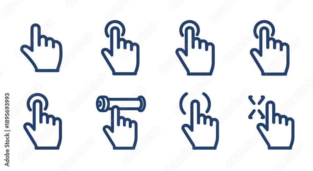 Fototapeta premium Set of Hand Cursor Icons for Web and Mobile Interfaces.