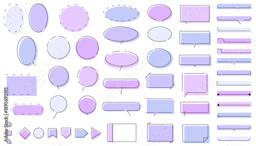シンプルな吹き出しとフレームのイラストセット　ベクター背景素材