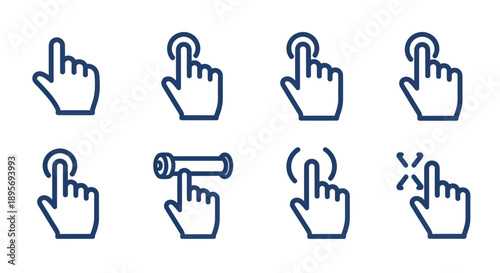 Set of Hand Cursor Icons for Web and Mobile Interfaces.
