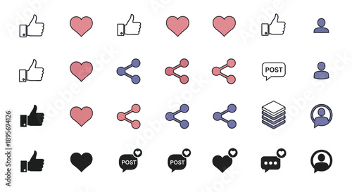 Social media icons set for engagement and interaction.