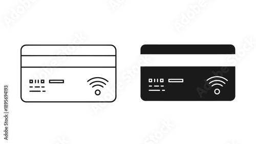 Pair of Wireless Routers with Display Panels and Signal Icon in White and Black.