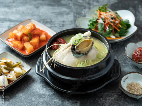 samgyetang, chicken soup with ginseng