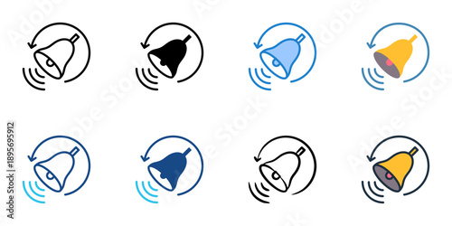 Automated notifications icons set multiple style collection. Editable stroke 
