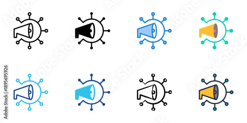 Campaign tracking icons set multiple style collection. Editable stroke 
