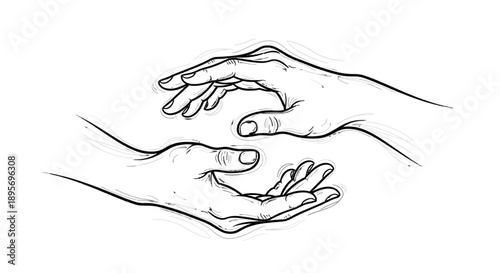 Two hands reaching towards each other in a gentle gesture.