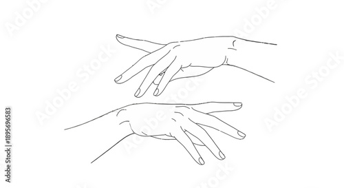 Simple line drawing of two hands reaching out to each other.