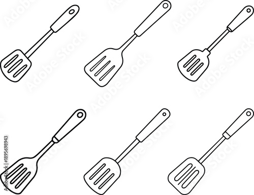 Set of kitchen spatula line art vector illustration for cooking tools