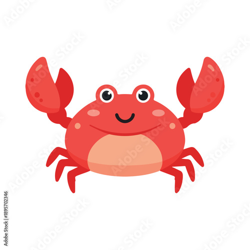 Cute Smiling Red Crab Cartoon Vector Illustration