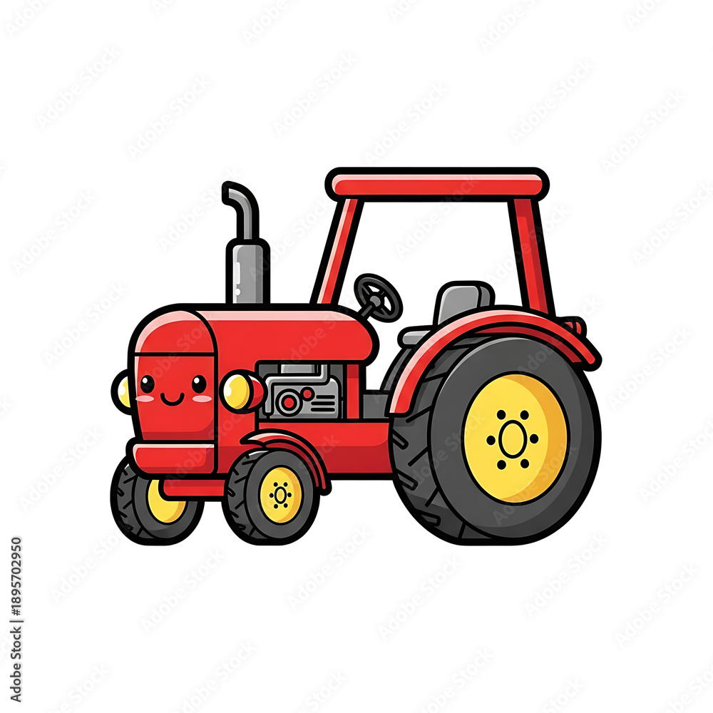 Obraz premium Cartoon Red Tractor. (2)