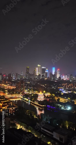 Wallpaper Mural Aerial view of modern city at night Torontodigital.ca