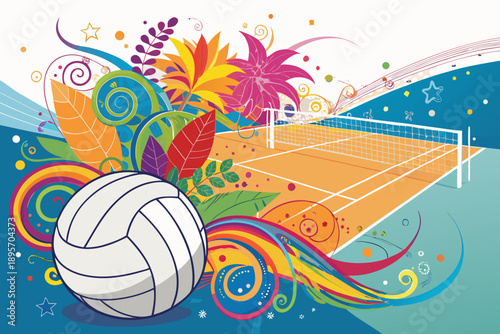 Showcasing Volleyball With Abstrac Crisp Premium Digital Asset