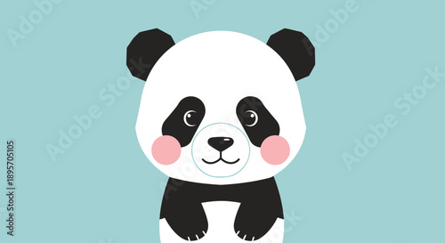Cute Panda Bear Cub Cartoon Face, Adorable Animal Illustration