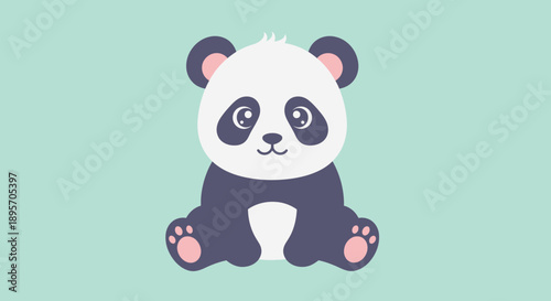 Cute Cartoon Panda Bear Sitting, Adorable Baby Animal Illustration