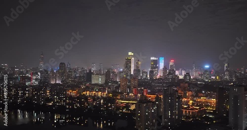 Wallpaper Mural Aerial view of modern city at night Torontodigital.ca