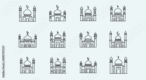 Collection of Mosque Architectural Designs.