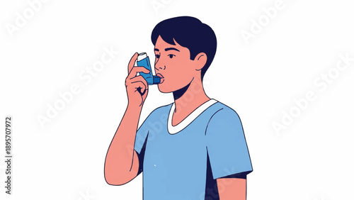 Illustration of a man talking on a smartphone wearing a blue shirt.