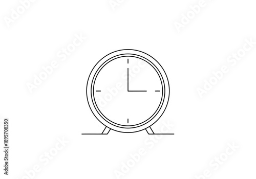 Minimalist Alarm Clock Design Represents Passage of Time and Schedule Management on Clean White Background