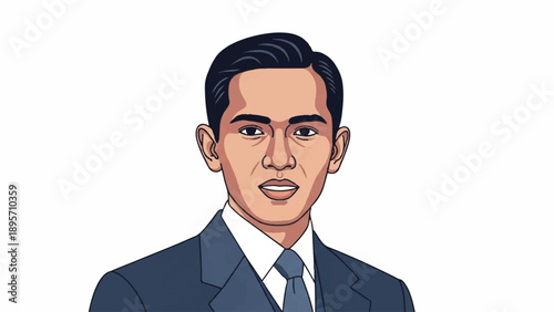Illustrated business portrait of a professional man in suit and tie.