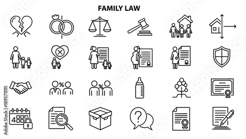 Family Law Icons and Symbols Collection.