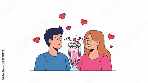 Couple Celebrating With Champagne Toast Amid Floating Hearts and Affection.