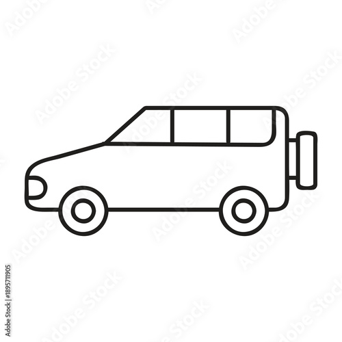 Multi-Passenger Car Icon ? 7-Seater Automotive Illustration, Family and Group Transport Symbol..eps