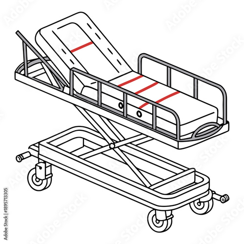 Clean vector illustration of a hospital emergency staircase with clear signage, representing safety and evacuation routes