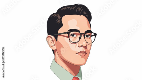 Stylized vector portrait of a young professional man.