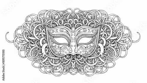 Intricately designed decorative masquerade mask with filigree patterns and lace detailing for theatrical costumes and festive maskwear, elegant and ornate in appearance.