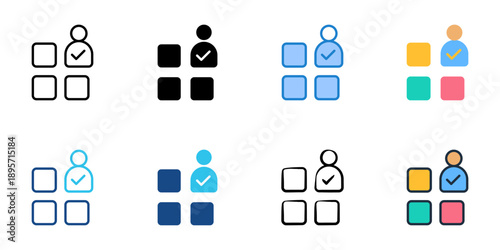 CRM widgets icons set multiple style collection. Editable stroke 

