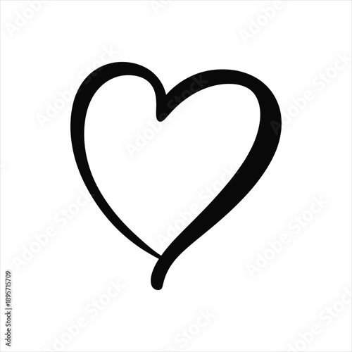 Hand drawn bold brush stroke heart illustration for organic branding