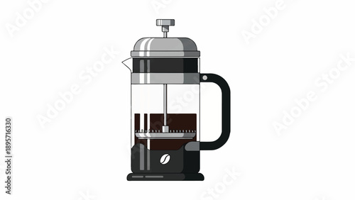A Sleek French Press Coffee Maker on a Kitchen Counter, Ready for Brewing a Rich Hot Beverage.