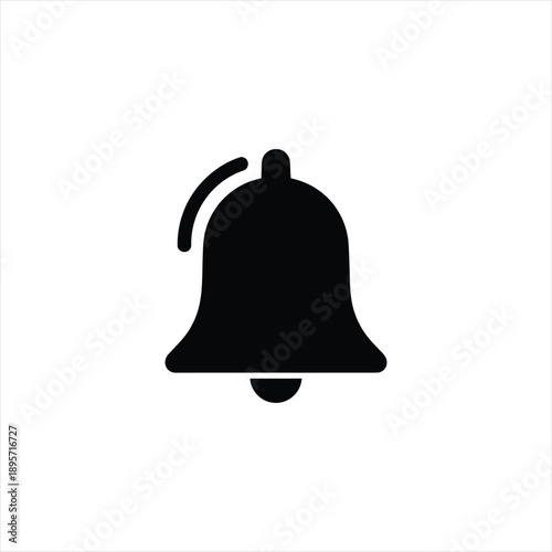 Ringing notification bell icon silhouette for mobile app alerts and social media updates