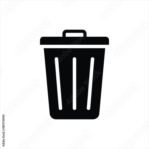 Minimalist trash can icon silhouette for delete and waste management interface