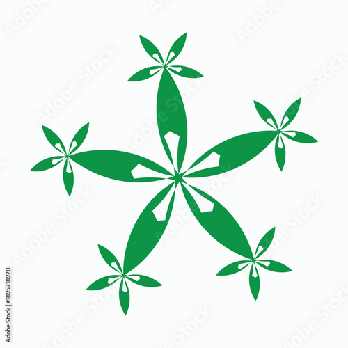 Green Five-Star Flower Textile Pattern Design