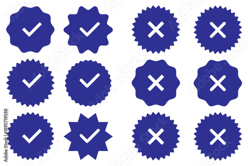 Check mark icon set. Check box icon with right and wrong buttons and yes or no checkmark icons in green tick box and red cross. vector illustration. Best Design. EPS 10.
